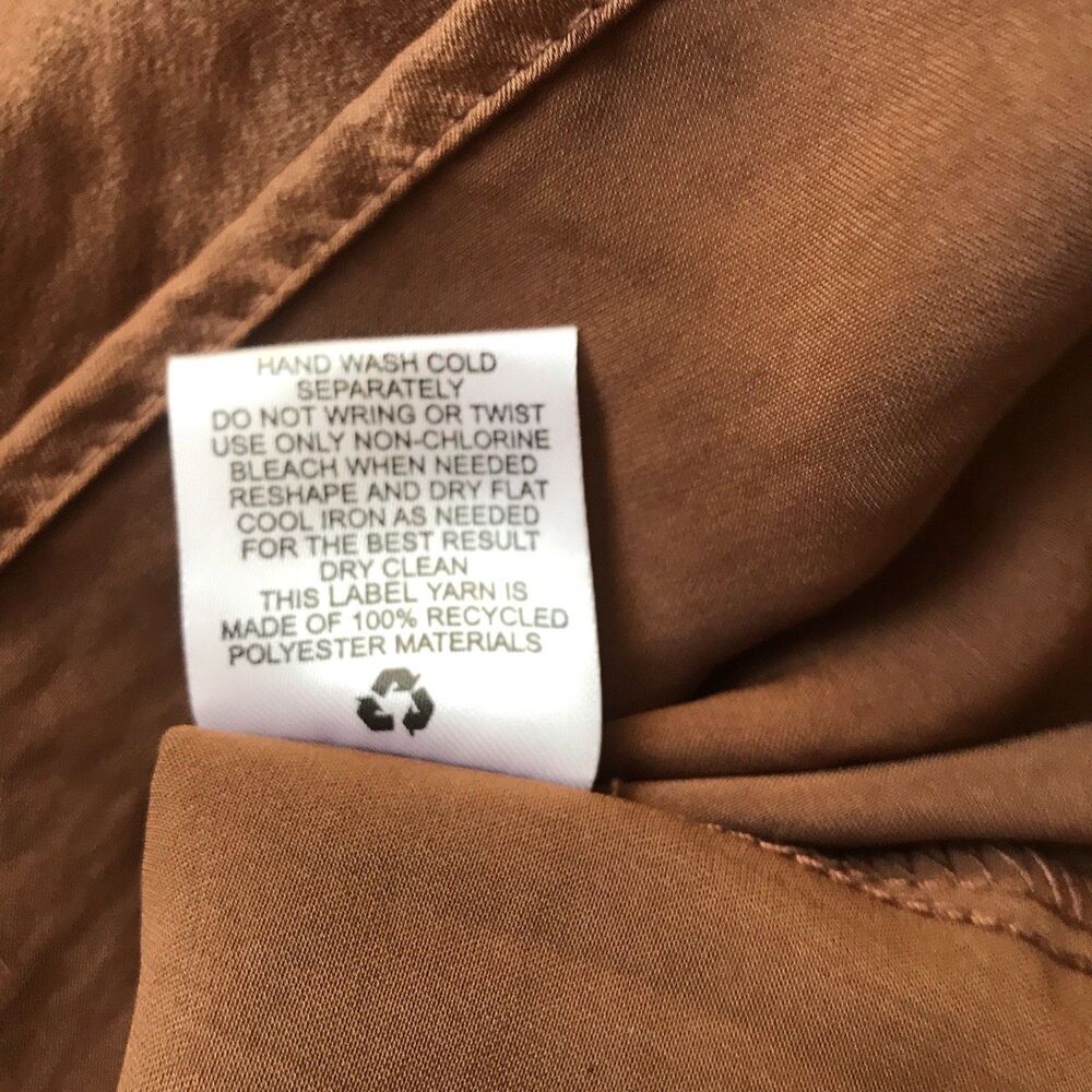 NWT Lucky Brand Long Sleeve Satin Shirtdress Pecan Pie Brown Tie Belt Dress SZ S - Picture 7 of 12